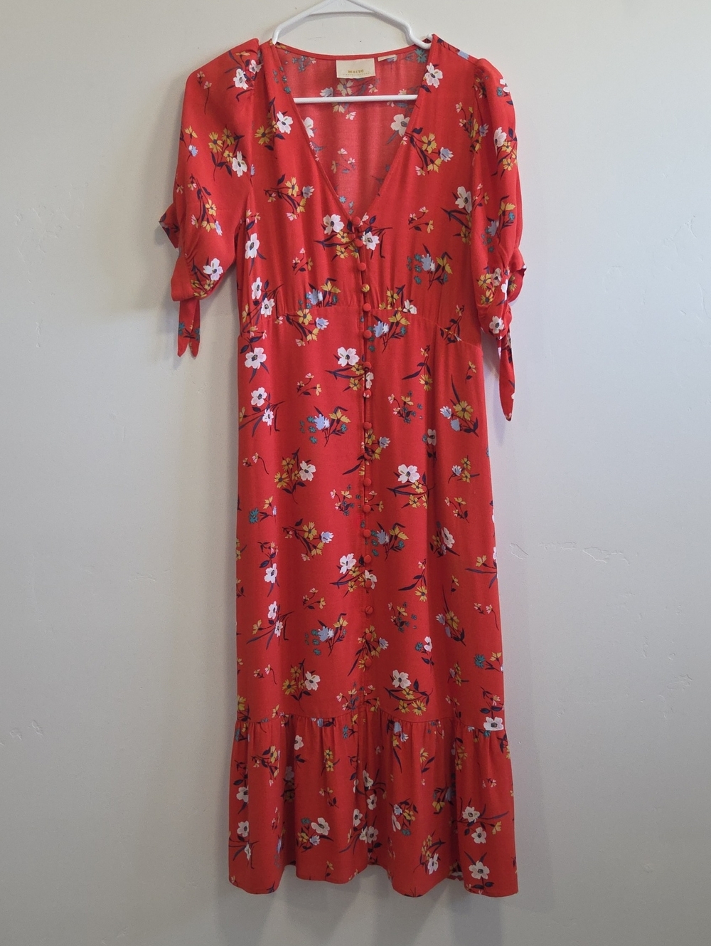 Maeve Eudora Red Floral Dress with Tie Detail - Picture 3 of 7